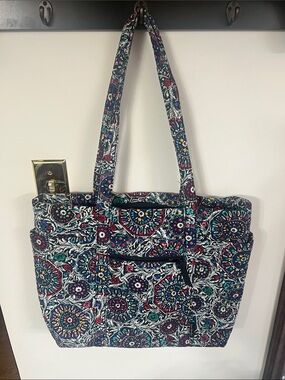 Vera Bradley Quilted Floral Medallion Tote Bag - Black Multi